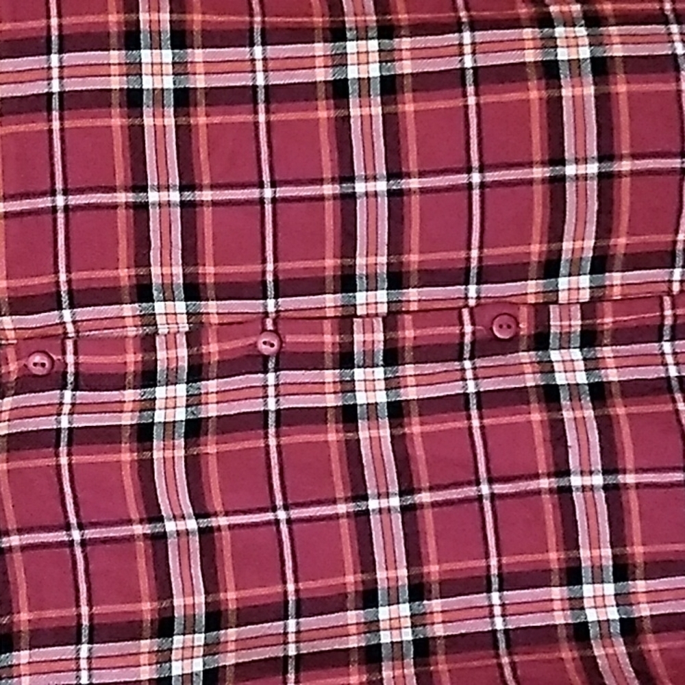 Xhilaration womens red plaid ruffled button up blouse size XL - Picture 2 of 8